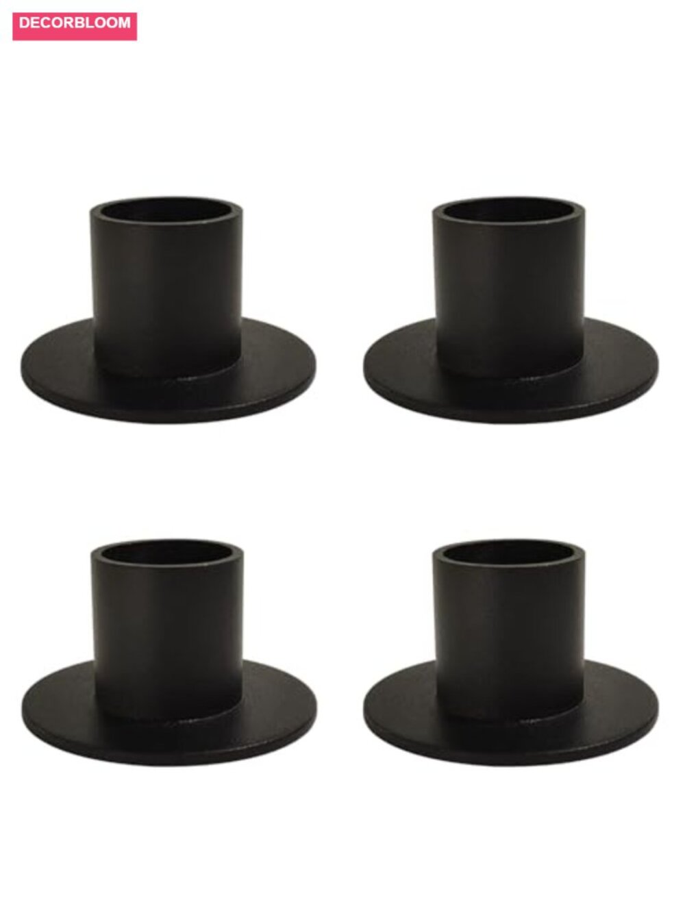 Taper Candle Holder Set 4pc Matte Black Iron Candlestick Home Decor